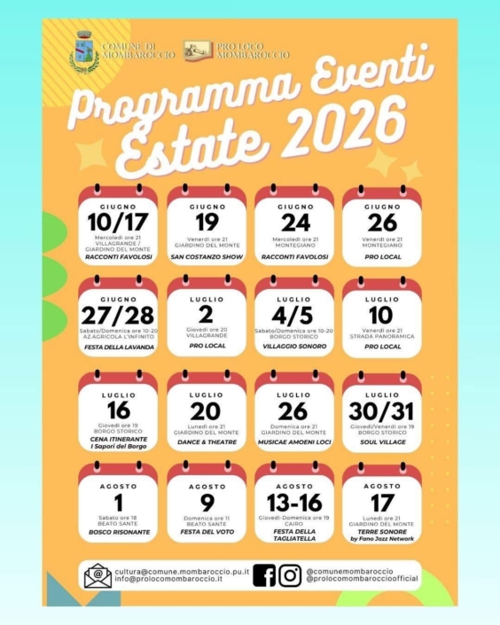 Comune di Mombaroccio Eventi Estivi 2026