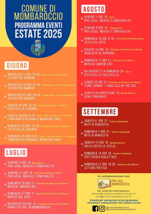 Programma Eventi Estivi 2025 Mombaroccio